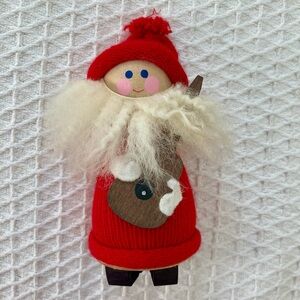 Vintage Swedish wood Tomten with Guitar